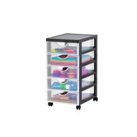 Comodă cu sertare din plastic Iris Ohyama DDDC-010, 5 sertare, A4, cu roți, 100,5 cm, negru, depozitare pentru birou și baie — set de 5 bucăți 2