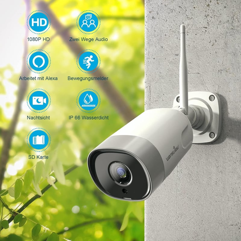 Wansview WiFi Kültéri Biztonsági Kamera 1080P - Mozgásérzékelés, Kétutas Hang, SD Kártyahely