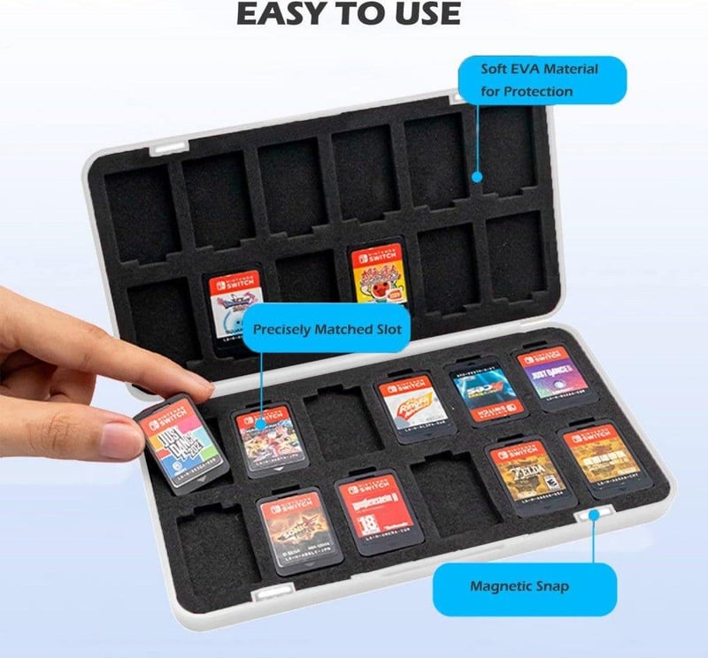 Nintendo Switch Játékkártya Tok - 24 Férőhelyes, Rázásálló, Hordozható Tároló (Újracsomagolt)