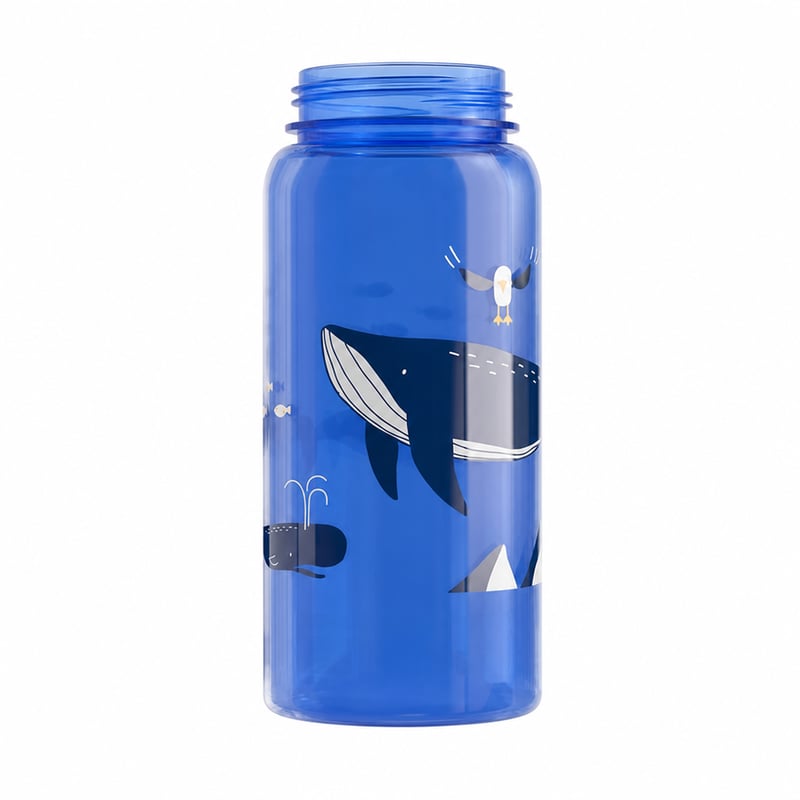 Sticlă pentru copii SIGG Viva One Blue Whale 0,5 L, albastru, potrivită și pentru băuturi carbogazoase — fără capac/dop lipsă (stare: vezi a doua imagine)