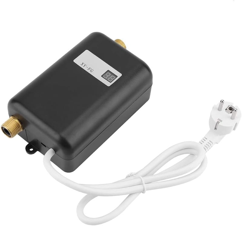 220V 3400W Mini Átfolyós Vízmelegítő – Azonnali Melegvíz Zuhanyhoz és Konyhába, Kompakt Villanybojler (Fekete, EU)