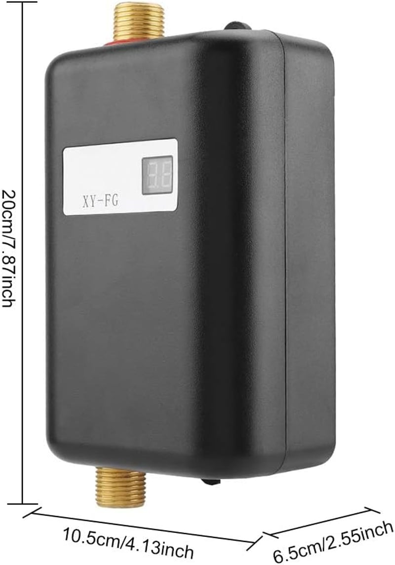 220V 3400W Mini Átfolyós Vízmelegítő – Azonnali Melegvíz Zuhanyhoz és Konyhába, Kompakt Villanybojler (Fekete, EU)