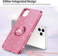 iPhone 11 Pro Max Rózsaszín Glitteres Gyűrűs Védőtok 5