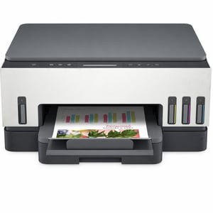 Imprimantă multifuncțională cu rezervor de cerneală HP Smart Tank 7005, gri/alb, WLAN, AirPrint, duplex — cerneală scursă (stare: vezi a 2-a imagine)