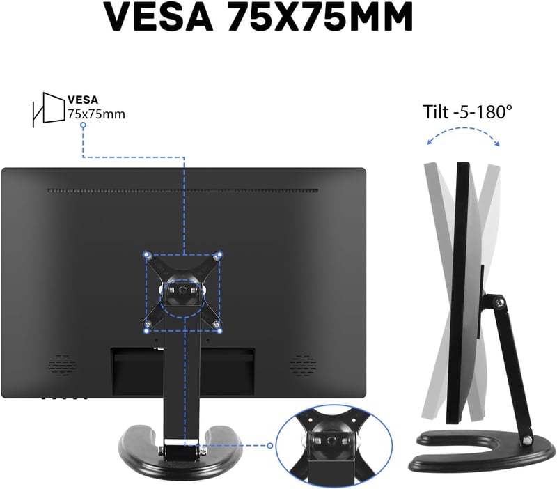 Prechen 24" Érintőképernyős Monitor, IPS FHD 1080P, 75Hz, HDMI/VGA/USB Csatlakozás, Beépített Hangszórók, Játékhoz és Üzleti Használatra