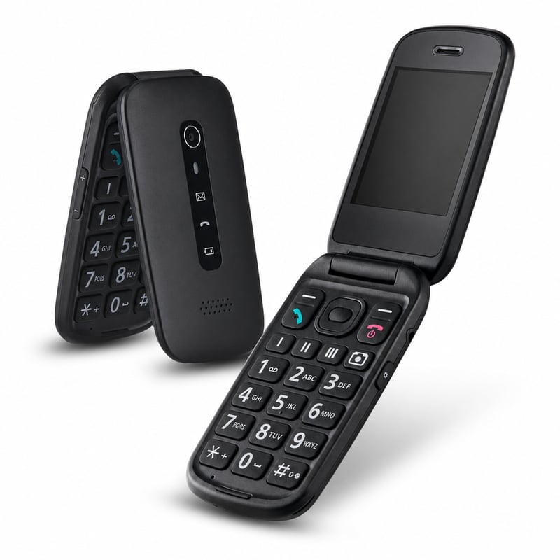 Mobilný telefón Panasonic KX-TU550EXB 4G so sklápacou konštrukciou pre seniorov, 2,8" displej, veľké tlačidlá, čierny – chybný, nezapne sa (stav: pozri 2. obrázok)