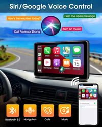 Jansite T88-EU 7" Hordozható Autós Érintőképernyős Kijelző - Apple CarPlay és Android Támogatás, Dual Bluetooth, 1080P Tükrözés, FM Rádió 4