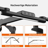 LED Íróasztali Lámpa 24W 105cm Csíptethető 5 Színhőmérséklet 5 Fényerő Érintésvezérléssel Memória Funkcióval Állítható Kar Többszög 7