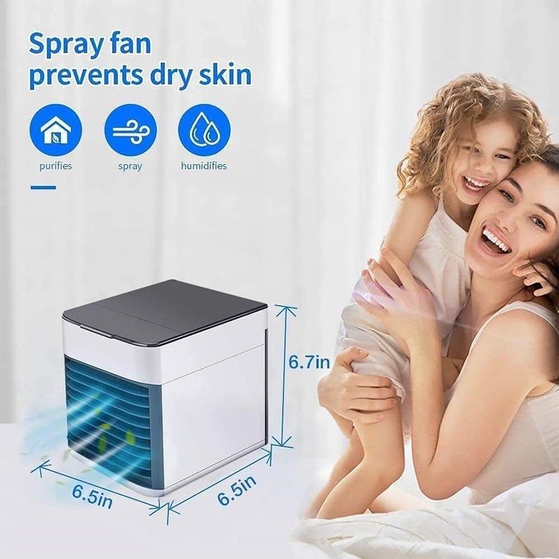 shirun 4 az 1-ben Hordozható Léghűtő, Mini Klíma 3 Sebességgel, Párásító és Légtisztító Funkcióval, 400ml Víztartály, USB, Otthonra, Irodába