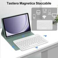 JADEMALL Bluetooth Billentyűzetes Tok Samsung Galaxy Tab A9+/A9 Plus 11" Tablethez, Tolltartóval, Sötétzöld-Fehér, SM-X210/X215/X216/X218 Mo 3