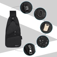 Flintronic USB-s mellkas táska, fekete utazó hátizsák férfiaknak és nőknek 5