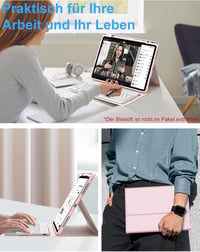 FOGARI iPad Air 13 M2/Pro 12.9 Billentyűzetes Tok - Mágneses Bluetooth Német Billentyűzet, Levehető, 3 Állítási Szög, 230 Óra Üzemidő, Rózsa 7
