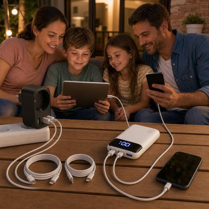Nabíjacia stanica: USB-C/A adaptér + 2x Lightning kábel + 20 000 mAh powerbank