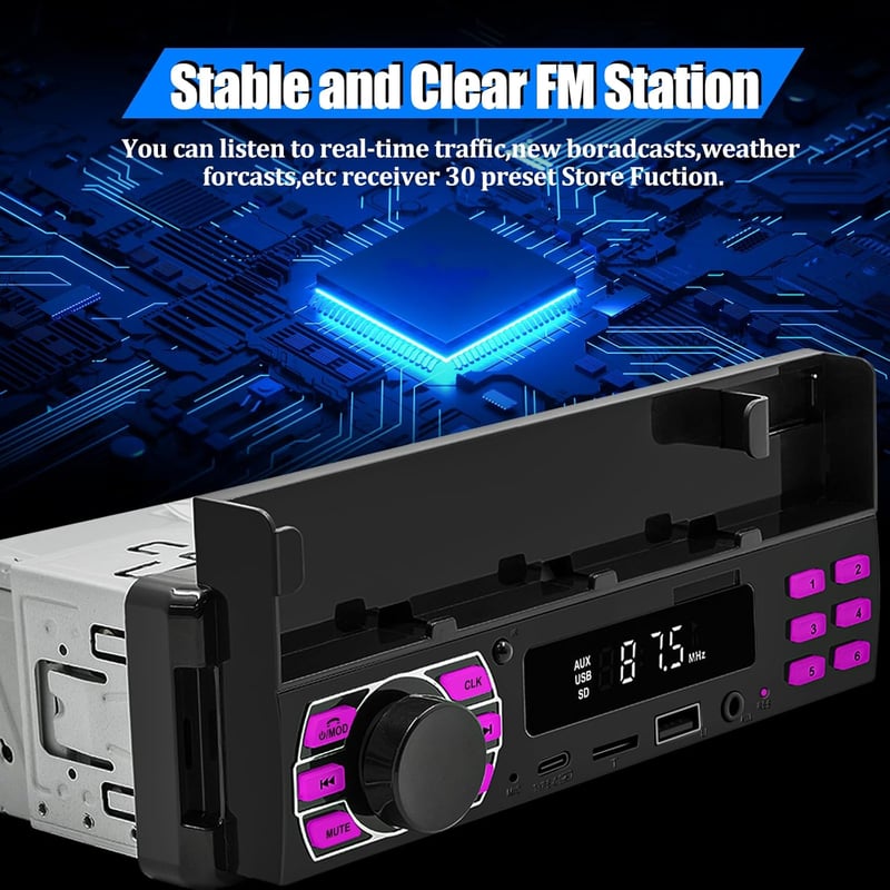 Bluetooth-os 1 DIN autórádió - MP3, USB, FM, telefontartóval és távirányítóval