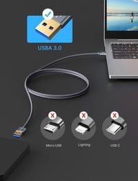 Set cabluri JSAUX USB 3.0 (1m + 2m) pentru imprimantă, HDD - Gri 5