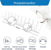 Viirkuja Rozsdamentes Acél Galambriasztó Ablakpárkányra - Madárvédelem Tetőre és Erkélyre, 300 cm, Könnyen Szerelhető, Tartós, Biztonságos 2