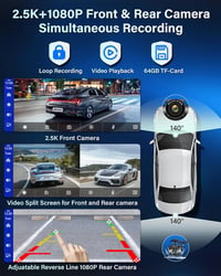 Jansite 11,26" CarPlay Autós Kijelző 2.5K Fedélzeti Kamerával - Bluetooth Tükrözés, Tolatókamera, Siri Támogatás, 64GB TF Kártya, Apple CarP 4