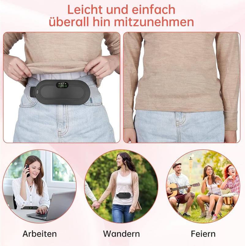 Wadeo menstruációs melegítőöv - 3 hőfokozat, 4 masszázsmód, USB-C töltés