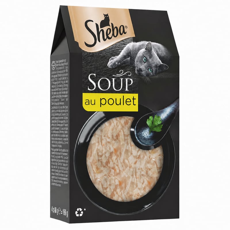 Hrană umedă pentru pisici Sheba Soup Adult cu pui la pliculeț – 10 x 40 g, hrană umedă pentru pisici cu pui, pliculețe individuale – set de 10 bucăți