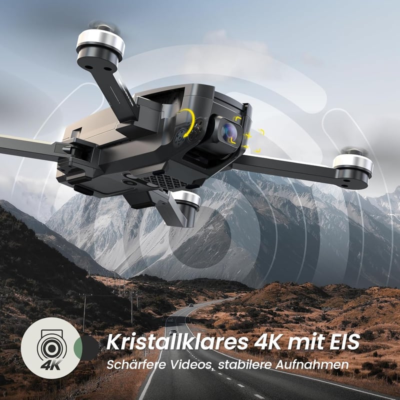 Holy Stone HS720E GPS Drón 4K EIS UHD Kamerával, Távirányítós Quadcopter 2 Akkumulátorral, Követés Funkcióval, 5G WiFi, Kefementes Motor, Ke