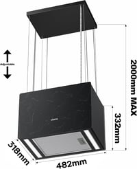 Ciarra Pinnacle okos WiFi-s sziget páraelszívó, 48cm, beton hatású 8
