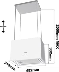 CIARRA CBCS4850 A+++ Sziget Páraelszívó 48 cm 700 m³/h WiFi Vezérléssel, 4 Fokozatú, LED Világítással, Szénszűrős, Rozsdamentes Acél 10