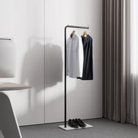 LOFTPLUS Modern Fém Ruhaállvány - Strapabíró Fekete Kabáttartó Állvány Ruháknak, Táskáknak és Cipőknek, Előszobába, Nappaliba, Hálószobába,  7