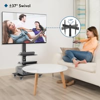 BONTEC TV állvány görgőkkel 30-70" képernyőkhöz, 3 üvegpolccal 3