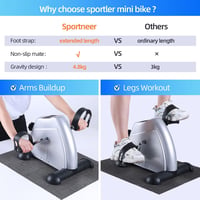 Sportneer Elektromos Mini Szobakerékpár LCD Kijelzővel - Időseknek, Ezüst 2