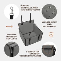 WUGLO Extra Stabil Autós Kutyaülés - Megerősített Kutyaülés Kis és Közepes Kutyáknak 4 Rögzítőpánttal - Vízálló Hátsó Ülésre (M-méret, Szürk - M, gray 5