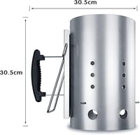 GFTIME Grillgyújtó Kémény 30,5 cm - Weber 7416 Kompatibilis Faszén Begyújtó, Hőálló Fogantyúval, Kültéri Grillezéshez 2