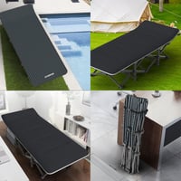 ATORPOK SHOP Összecsukható Kemping Ágy 200 kg Teherbírással - Hordozható Utazóágy Oldaltáskával, Fekete, Erős Acélváz, 190x70x35 cm 6