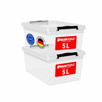 ATHLON TOOLS 5 literes tároló doboz fedéllel, BPA-mentes, élelmiszeripari minőség, átlátszó műanyag tárolóláda – 2 db (hiányos készlet) 2