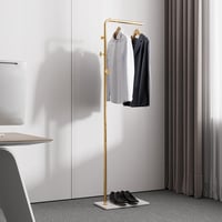 LOFTPLUS Modern Fém Ruhaállvány 170 cm - Arany Színű Fogas Kabátoknak, Táskáknak és Cipőknek, Előszobába, Nappaliba, Hálószobába, Irodába 7