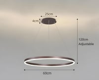 YYUTLUO Modern Kör LED Csillár - Barna Arany, 60 cm, 29W, Távirányítós Fényerőszabályzás, Alumínium-Akril, Nappali Mennyezeti Lámpa 3