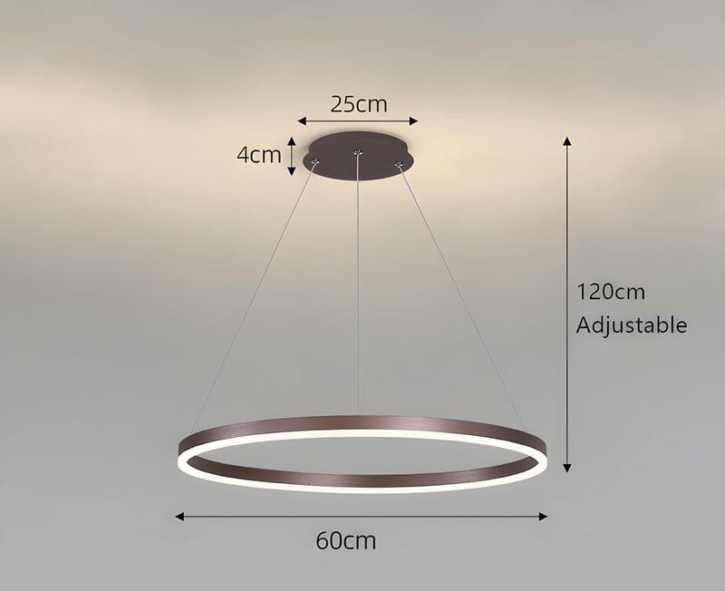 YYUTLUO Modern Kör LED Csillár - Barna Arany, 60 cm, 29W, Távirányítós Fényerőszabályzás, Alumínium-Akril, Nappali Mennyezeti Lámpa