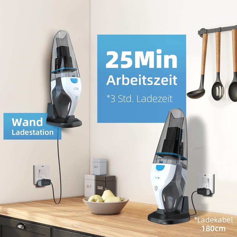 Anktel 14,8V-os Vezeték Nélküli Kézi Porszívó, Nedves-Száraz, HEPA Szűrős, 9700Pa