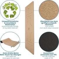 Valuents Intelligens Vonalazású Parafa Jógaszőnyeg - Fenntartható, Vegán, Kiegészítőkkel + Parafa Fascia Henger 2