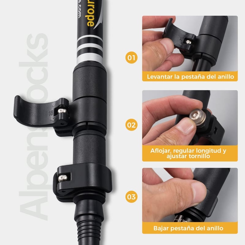 Wedo 3 részes alumínium túrabot 65-135cm, Nordic walking és Camino túrákhoz