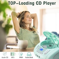 WISCENT Hordozható CD Lejátszó Bluetooth-szal, FM Rádióval, USB MP3 Lejátszással, AUX Bemenettel, Fejhallgató Csatlakozóval, CD-R/RW és MP3- 3