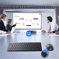 TECKNET Vezeték Nélküli Csendes Billentyűzet és Egér Szett -Spanyol- Ultravékony Mini Billentyűzet, 15m Hatótáv, 2.4G, PC/Smart TV Kompatibilis,  5