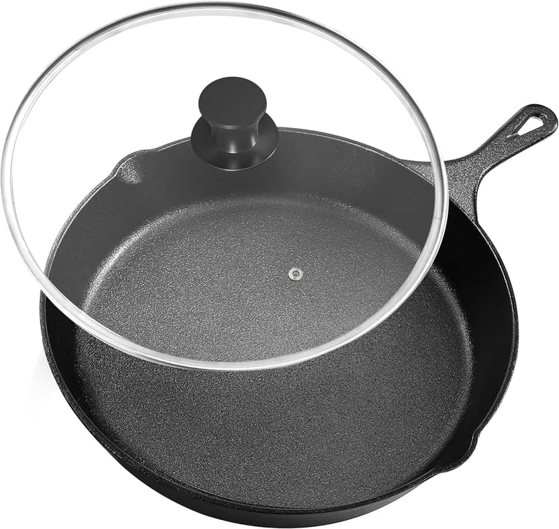 KICHLY Előzsírozott Öntöttvas Serpenyő - Grillezéshez, Beltéri és Kültéri Használatra (20 cm)