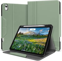 HOLIMET iPad Air 11/10,9" Tok M3/M2/6/5/4 Generációhoz (2025-2020) - Zöld Bőr Védőtok Ceruzatartóval, Automatikus Alvás/Ébresztés, Állvány F 1