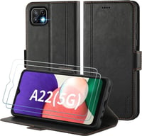 Samsung Galaxy A22 5G Bőrtok Kártyatartós Állvánnyal 1