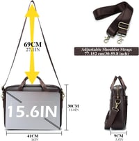 BAGZY Valódi Bőr Laptop Táska 15.6" - Férfi Aktatáska Válltáska 8 Rekesszel, Üzleti Notebook Táska Irodai Használatra, Fekete 3