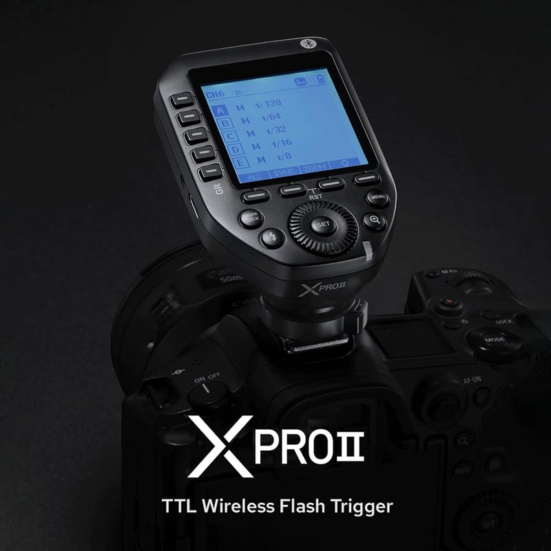 Godox XPROII-S Vezeték Nélküli Vaku Kioldó Sony Kamerákhoz - 2.4G TTL Autoflash, 1/8000s HSS, 32 Csatorna, App Vezérlés, Nagy LCD Kijelző