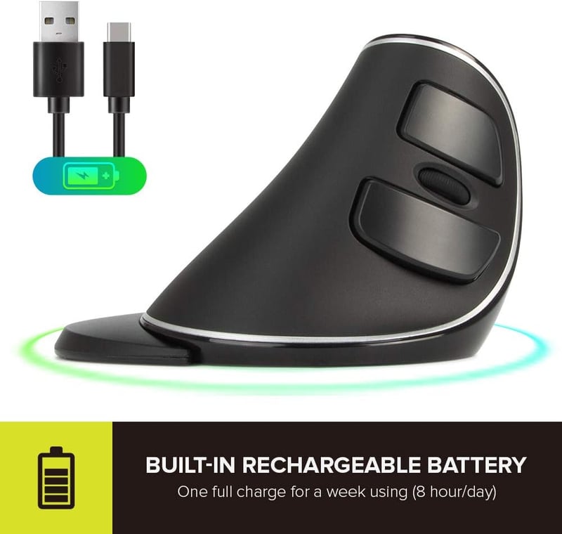 DELUX M618PD Ergonomikus Vezeték Nélküli Egér, Függőleges, Csendes Kattintás, 4000 DPI, Bluetooth/2.4G