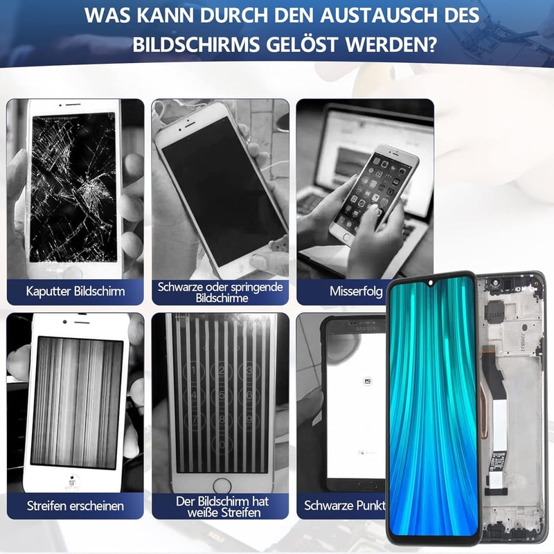 RongZy Xiaomi Redmi Note 8 Pro LCD Kijelző Csere M1906G7G Modellhez - Érintőképernyős Digitalizáló Szerszámokkal, Fekete (Single SIM)