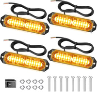 Dinfu 4x12 LED Figyelmeztető Villogó Lámpa - 12V/24V, 48W, Narancssárga, 21 Villogási Móddal, IP67 Vízálló, Autó, Teherautó, Traktor Kompati 1