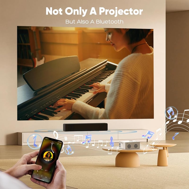 AKATUO 8500 Lumen Mini Projektor Bluetooth 5.1 - Hordozható LCD Házimozi, Full HD 1080P Támogatással, 200" Képméret, Okostelefonnal Kompatib